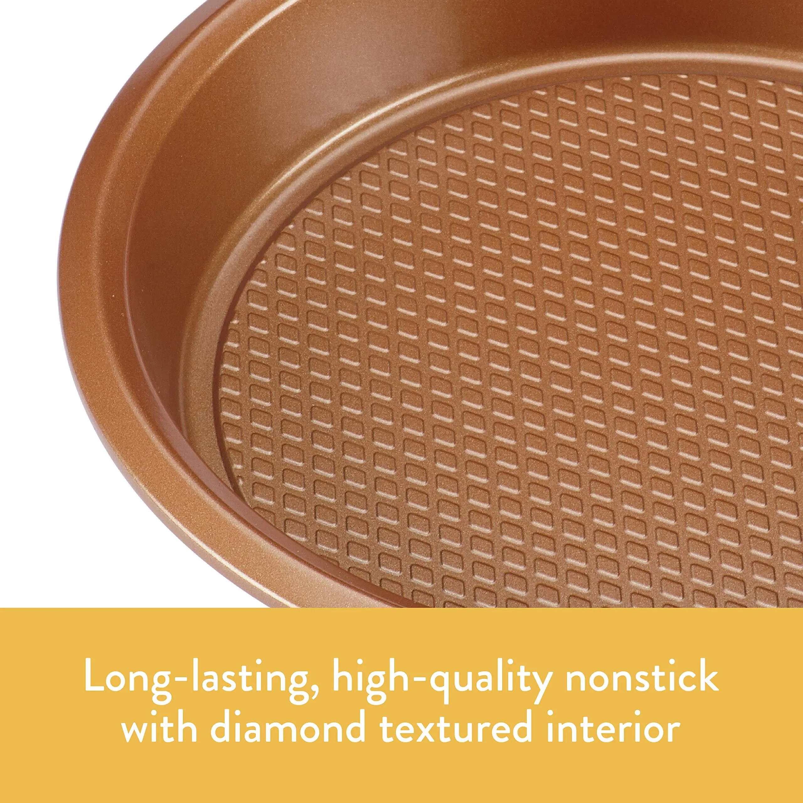 Ayesha Curry Nonstick Bakeware Nonstick Baking Pan With Lid / Nonstick Cake Pan With Lid, Rectangle - 9 Inch x 13 Inch, Brown, Copper