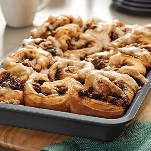 Ayesha Curry Nonstick Bakeware Set with Nonstick Bread Pan, Cookie Sheet, Baking Pan, Baking Sheet and Cake Pans - 6 Piece, SIlver