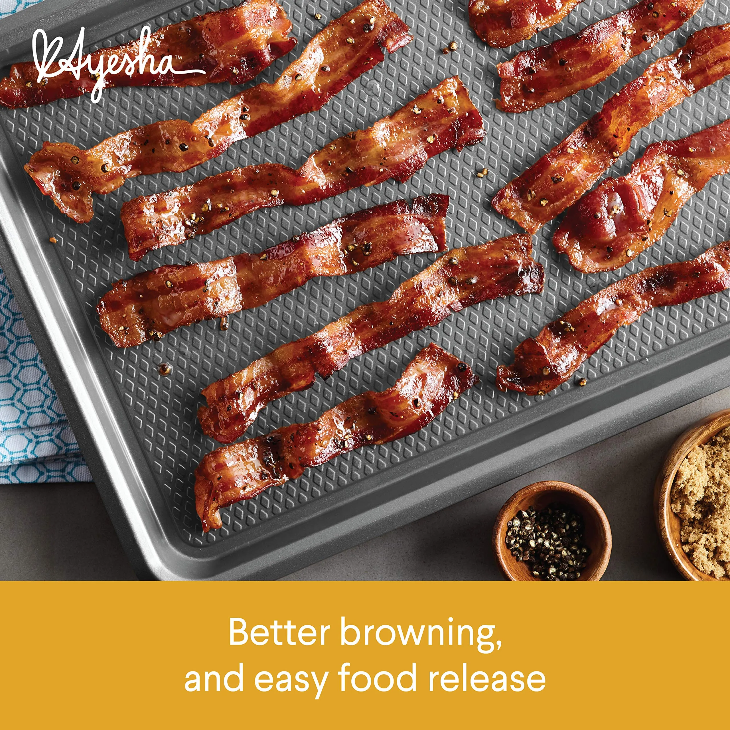 Ayesha Curry Nonstick Bakeware Set with Nonstick Bread Pan, Cookie Sheet, Baking Pan, Baking Sheet and Cake Pans - 6 Piece, SIlver