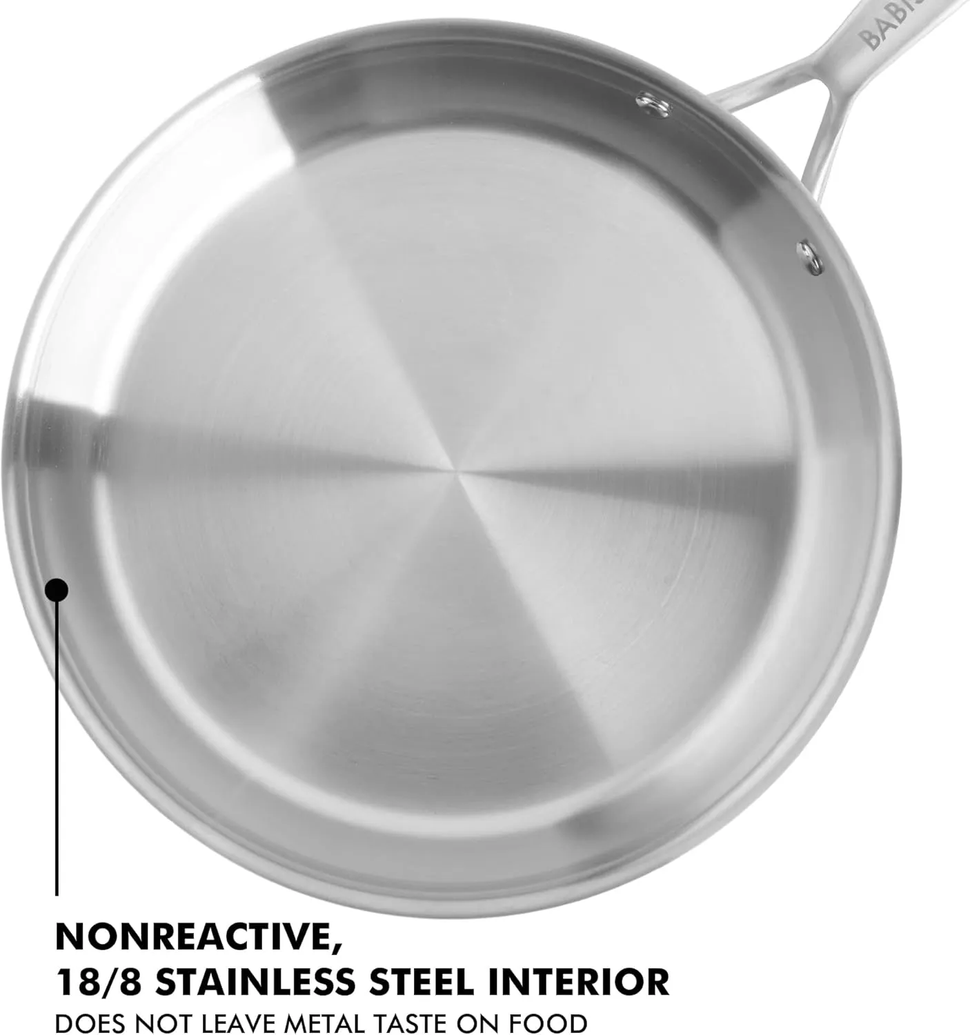 Babish 12 Inch Stainless Steel Triply Professional Grade Fry Pan w/Stainless Lid