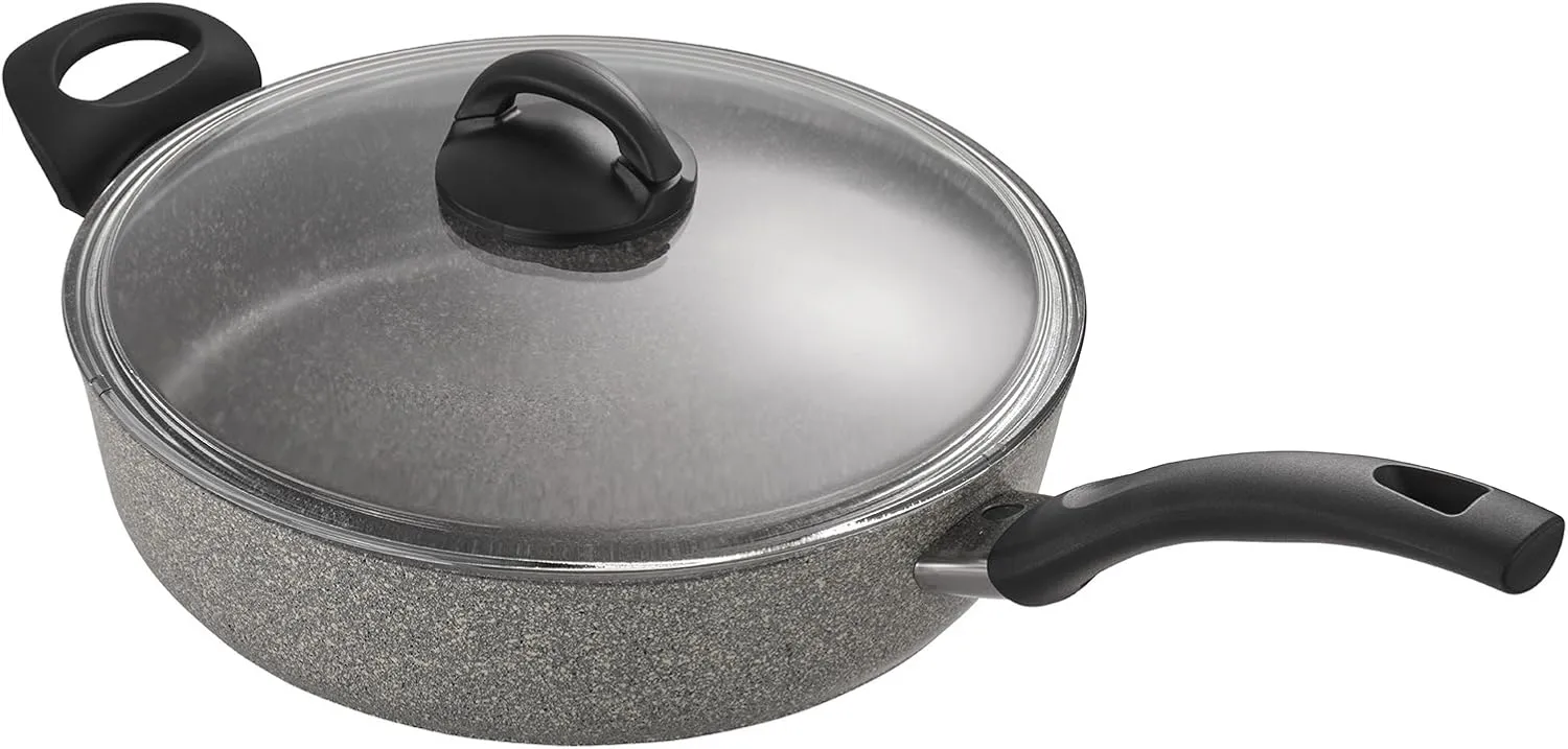 BALLARINI Parma by HENCKELS 3.8-qt Nonstick Saute Pan with Lid, Made in Italy , Durable and Easy to clean, Granite