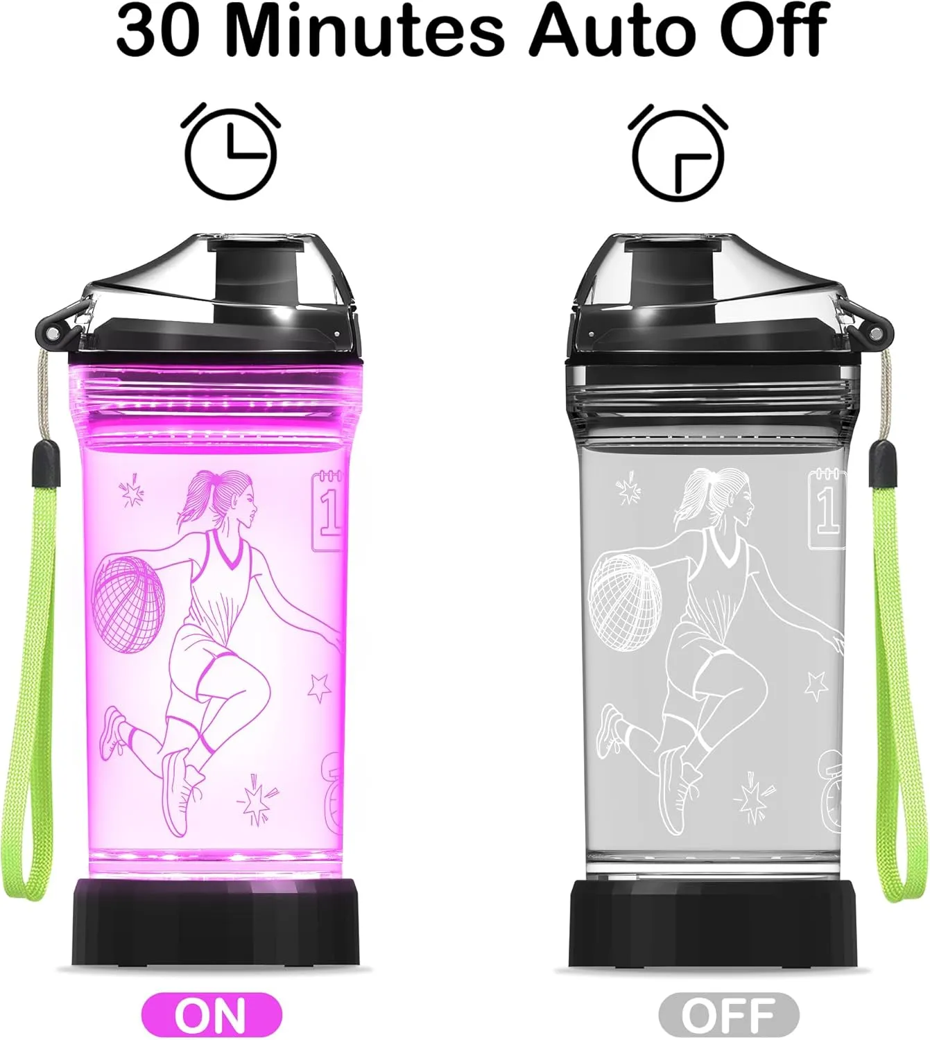Basketball Gifts for Girls, Light Up Kids Water Bottle, Basketball Accessories for Girls Sport Cup with 3D Glowing LED Light - 14 OZ Tritan BPA-Free - Gifts for School, Camping, and Holidays