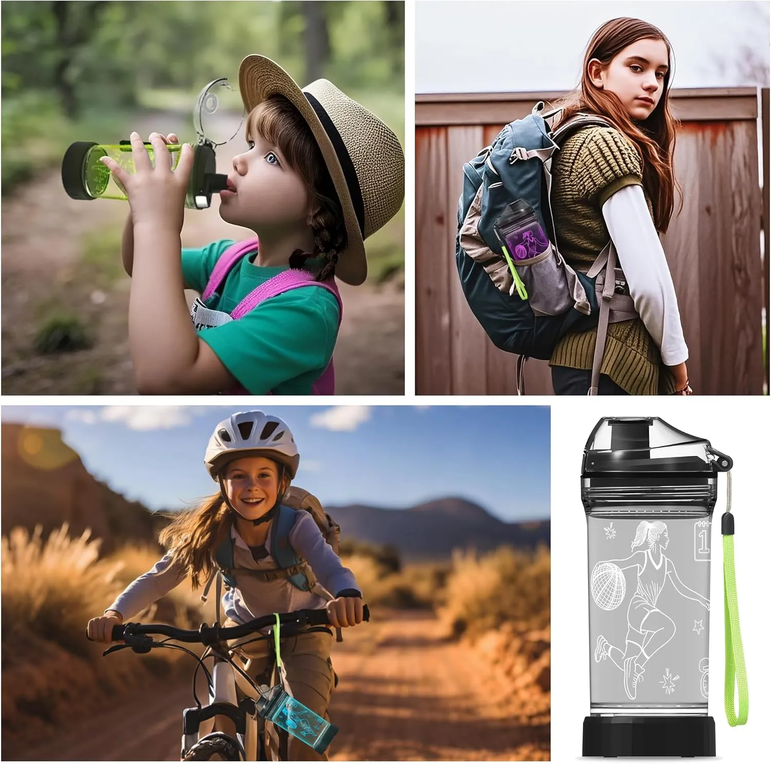 Basketball Gifts for Girls, Light Up Kids Water Bottle, Basketball Accessories for Girls Sport Cup with 3D Glowing LED Light - 14 OZ Tritan BPA-Free - Gifts for School, Camping, and Holidays