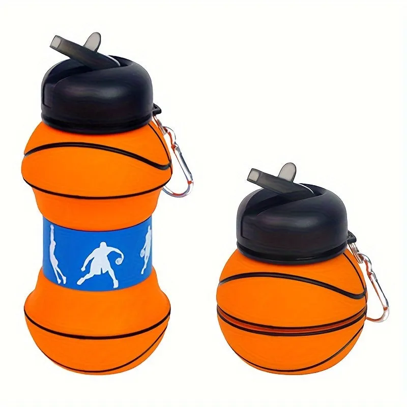 Basketball Water Bottle - 1pc 550ml/18.6oz Collapsible Portable And Leakproof Water Cup, Suitable For Fitness, Outdoor Activities FS
