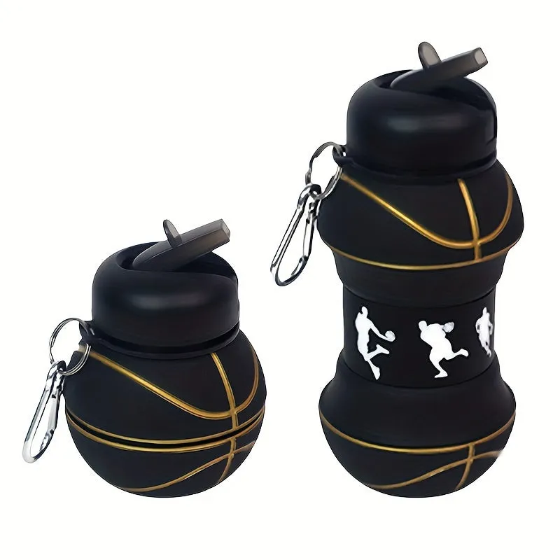 Basketball Water Bottle - 1pc 550ml/18.6oz Collapsible Portable And Leakproof Water Cup, Suitable For Fitness, Outdoor Activities FS