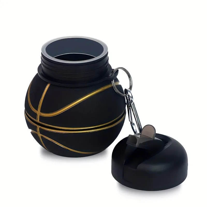 Basketball Water Bottle - 1pc 550ml/18.6oz Collapsible Portable And Leakproof Water Cup, Suitable For Fitness, Outdoor Activities FS