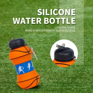 Basketball Water Bottle - 1pc 550ml/18.6oz Collapsible Portable And Leakproof Water Cup, Suitable For Fitness, Outdoor Activities FS