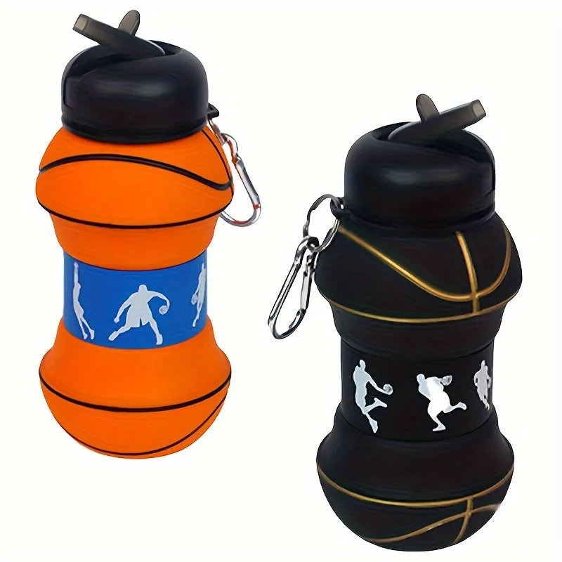 Basketball Water Bottle - 1pc 550ml/18.6oz Collapsible Portable And Leakproof Water Cup, Suitable For Fitness, Outdoor Activities FS