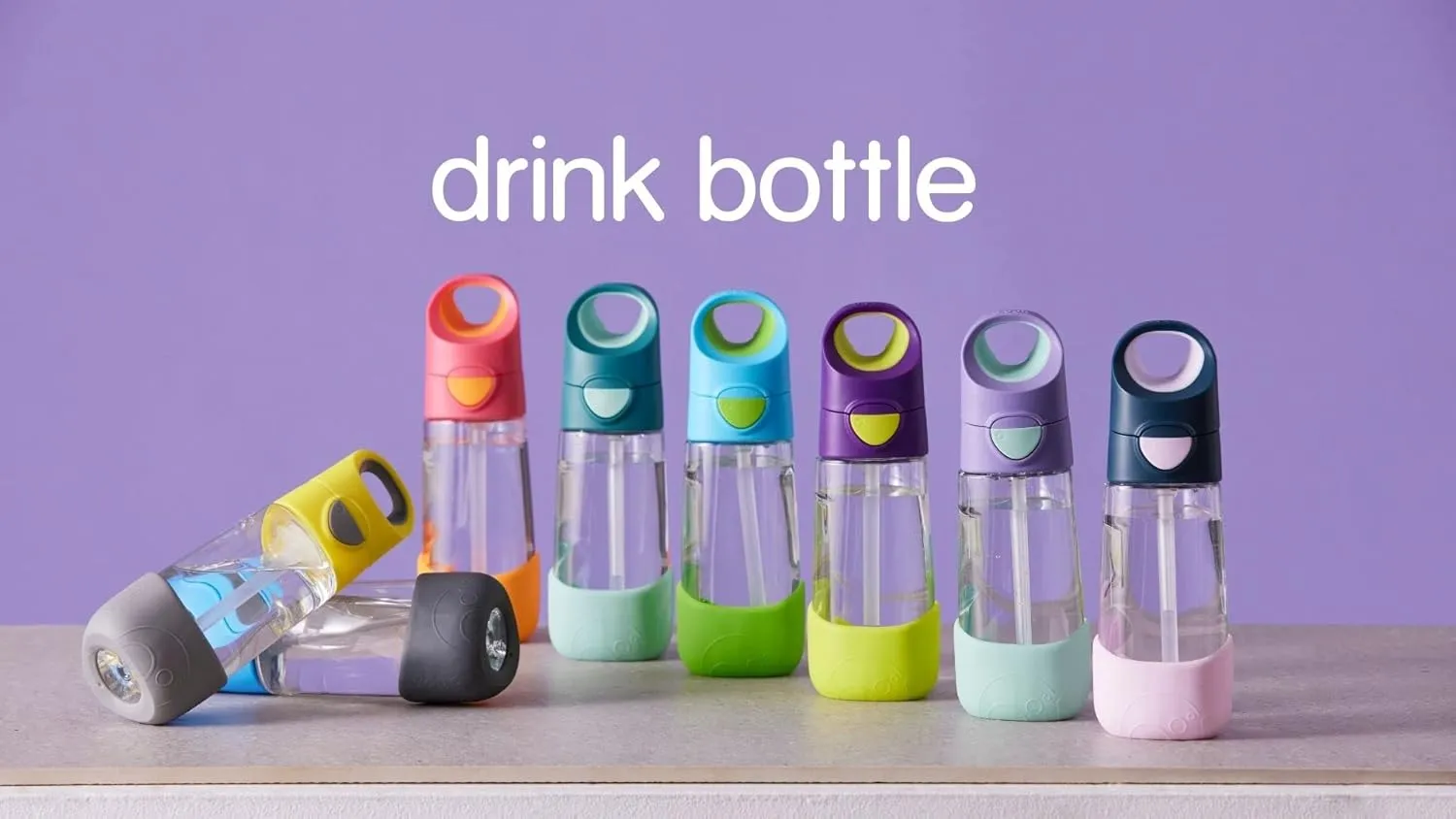 b.box 20 oz Tritan Drink Bottle: Kids Water Bottle w/Straw & Lid for School, Travel, Daycare. Spill & Leak Proof. Easy Grip Triangle Shape. BPA Free, Dishwasher Safe.