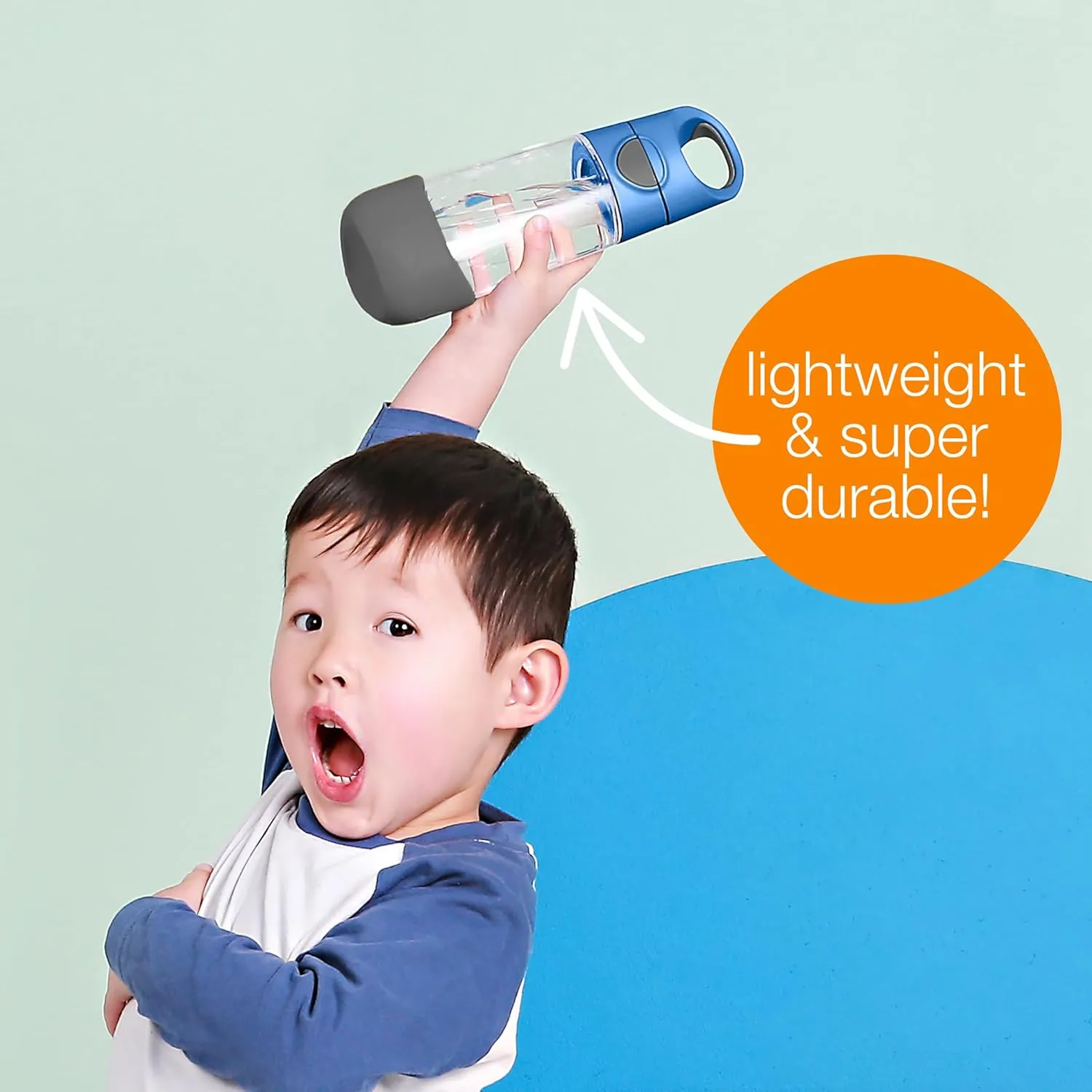 b.box 20 oz Tritan Drink Bottle: Kids Water Bottle w/Straw & Lid for School, Travel, Daycare. Spill & Leak Proof. Easy Grip Triangle Shape. BPA Free, Dishwasher Safe.