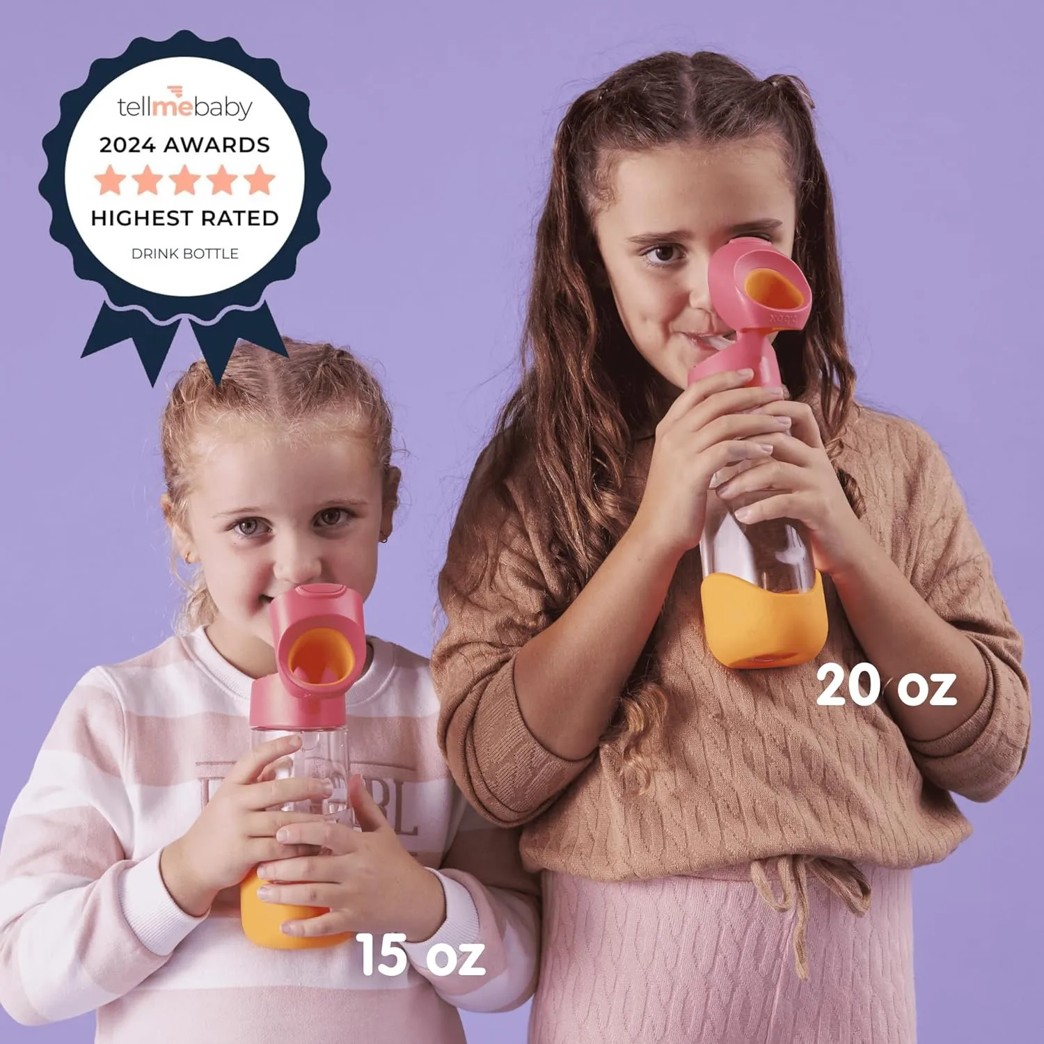 b.box 20 oz Tritan Drink Bottle: Kids Water Bottle w/Straw & Lid for School, Travel, Daycare. Spill & Leak Proof. Easy Grip Triangle Shape. BPA Free, Dishwasher Safe.