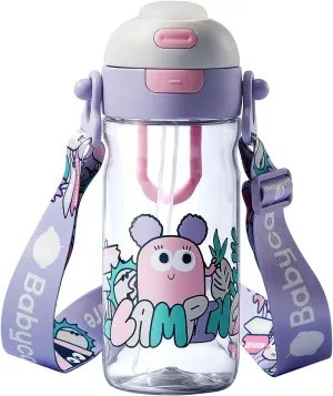 bc babycare Outdoor Toddler Cups, Dual-Way Toddler Cups with Straws, Portable Leak Proof Drinking Bottle with Adjustable Straps, BPA-Free Water Cups with Silicone Soft Tip, Purple,20oz