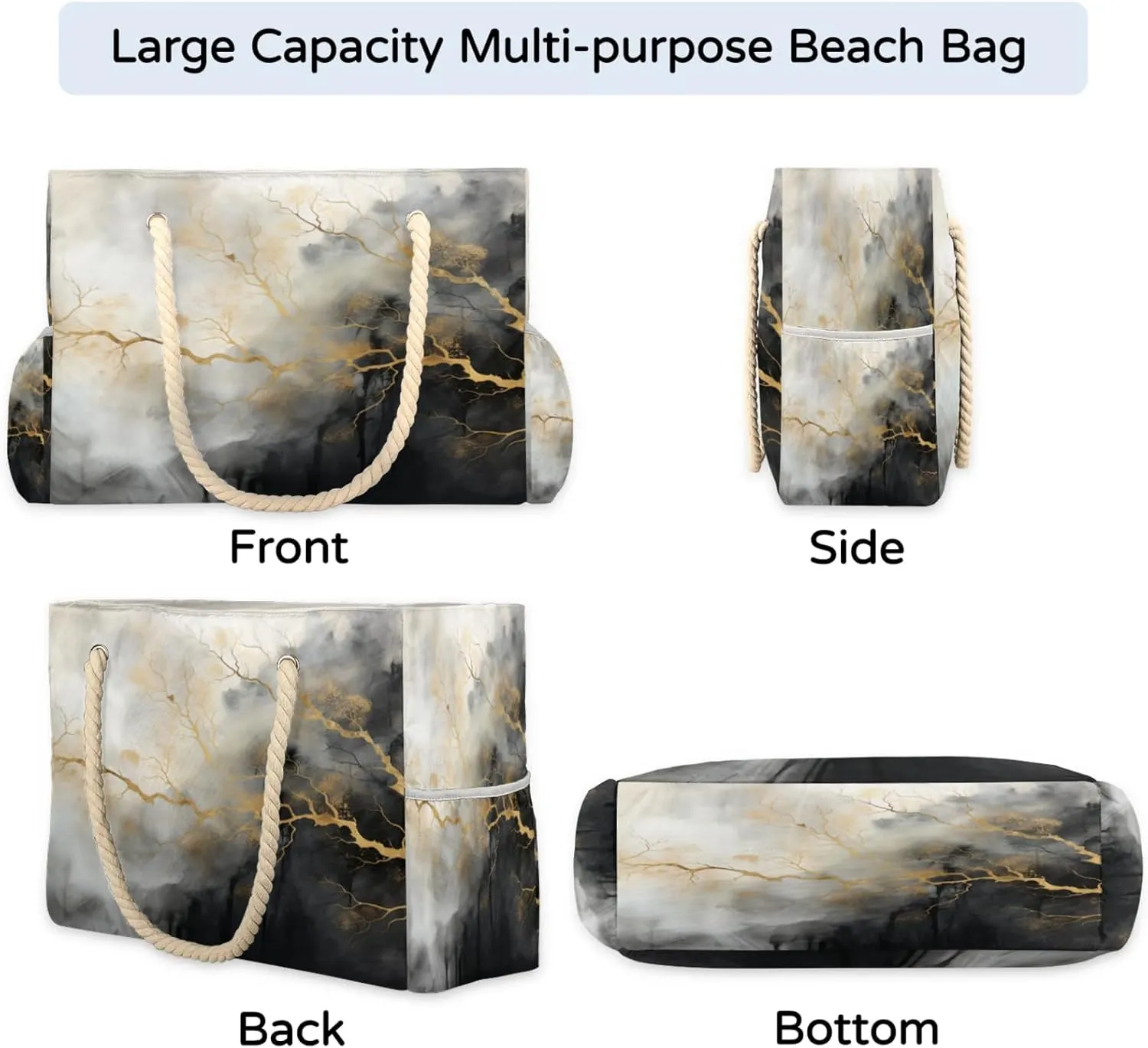 Beach Bags for Women Large Beach Tote Bag, Waterproof Sandproof Swim Pool Bag with Zipper