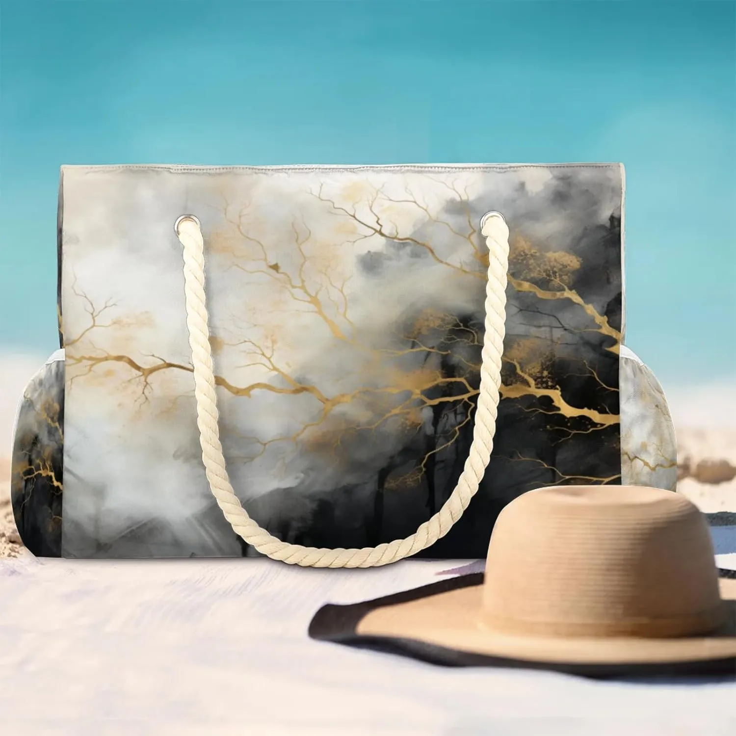 Beach Bags for Women Large Beach Tote Bag, Waterproof Sandproof Swim Pool Bag with Zipper