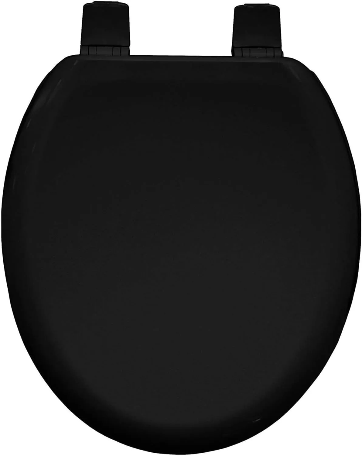 BEMIS Chicago Black Toilet Seat. Wooden Toilet Seat with Water Based Paint for Easy Clean. Oval Toilet Seat with Adjustable Plastic Hinges, Universal & Easy Installation, Black