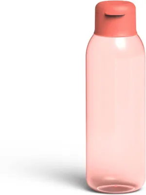 Berghoff LEO Tritan Plastic Water Bottle 3" x 10", 25oz., Flip-top Lid, Leakproof, BPA-free, Dishwasher Safe, Pink