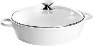 Berndes Vario Click Induction White 032169 Casserole Pot with Glass Lid 32 cm by