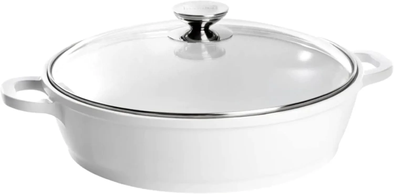Berndes Vario Click Induction White 032169 Casserole Pot with Glass Lid 32 cm by
