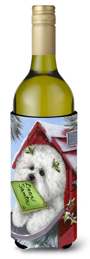 Bichon Frise Santa's List Christmas Wine Bottle Hugger PPP3025LITERK