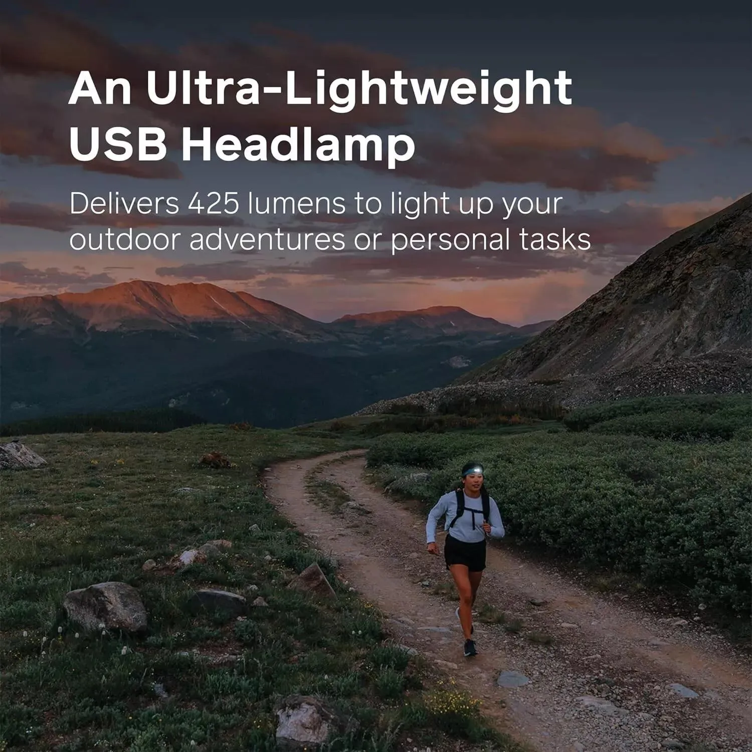 BioLite HPA0312 HeadLamp 425 USB-C Rechargeable 425 Lumens Ember Yellow