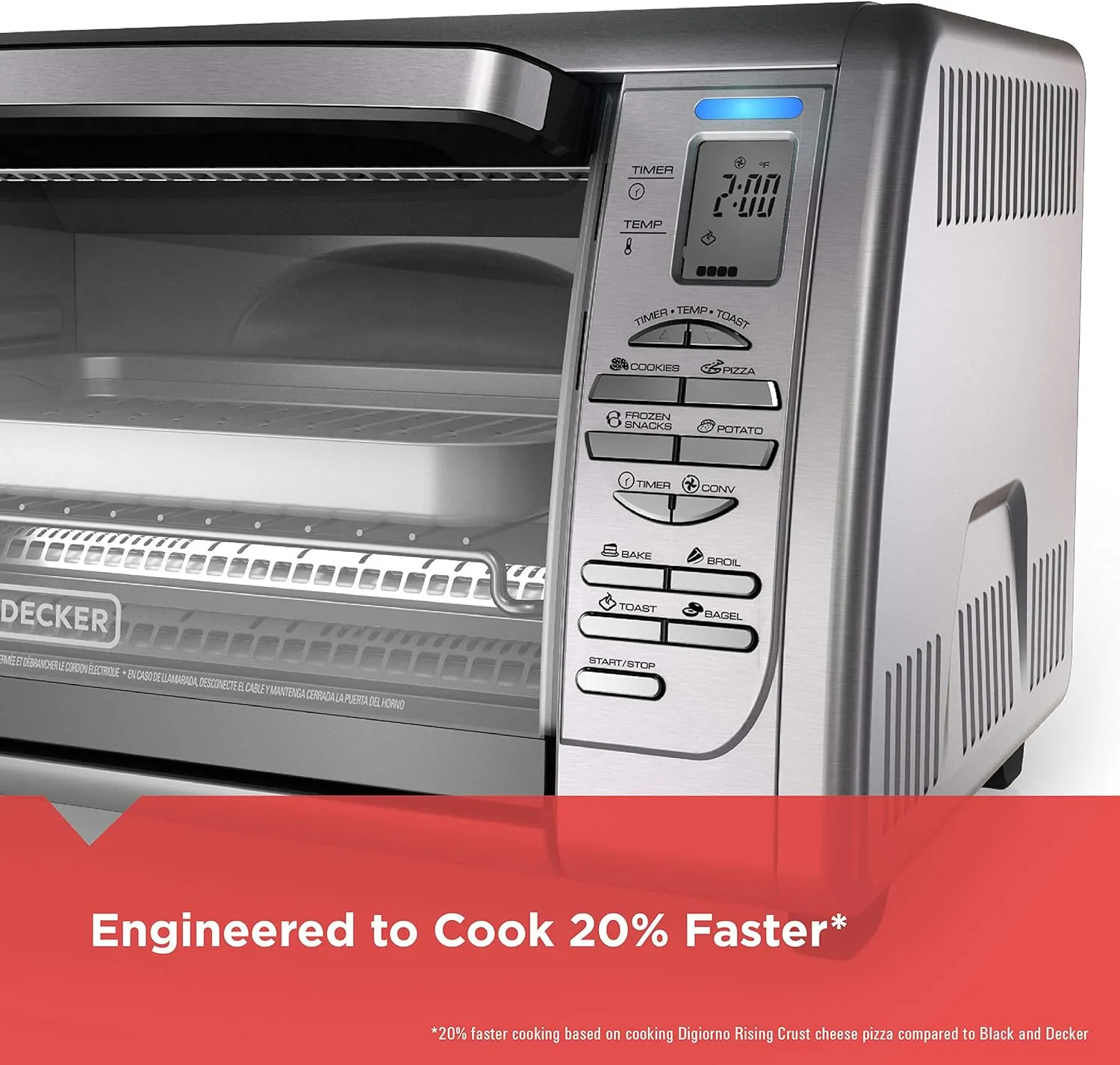 Black Decker Countertop Convection Toaster Oven, 8 One-touch Cooking Functions, Stainless Steel