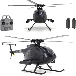 Black MD500 Remote Control Helicopter Aircraft 2Battery 4CH RC Heli Reconnaissance Model Fall Resistant Maintain Altitude Hover RTF Add Optical Flow Positioning