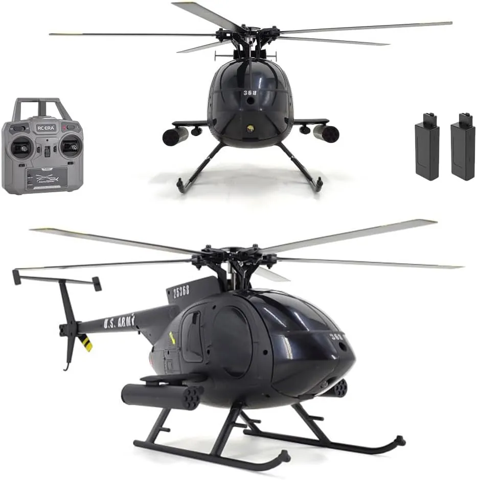 Black MD500 Remote Control Helicopter Aircraft 2Battery 4CH RC Heli Reconnaissance Model Fall Resistant Maintain Altitude Hover RTF Add Optical Flow Positioning