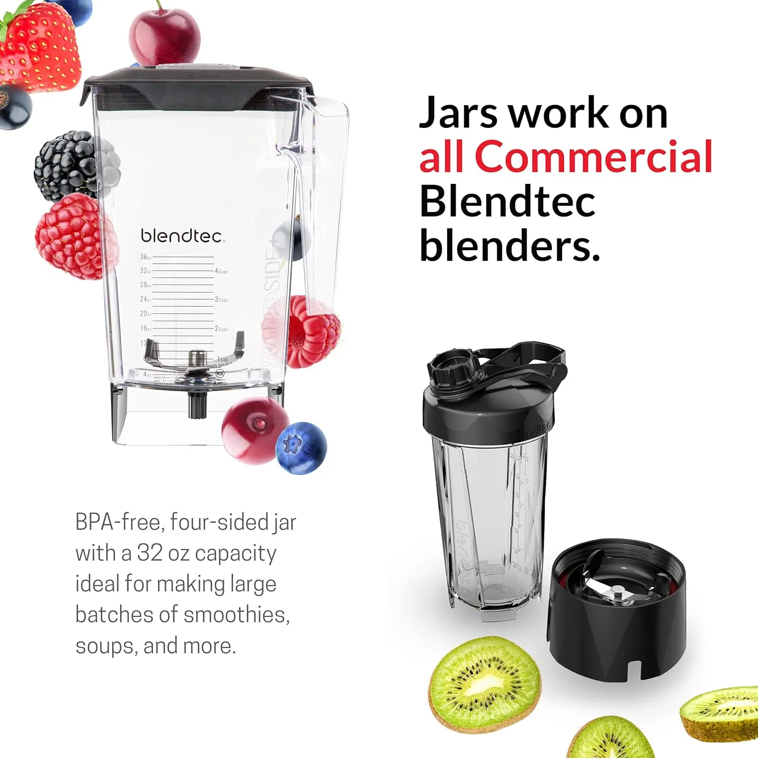Blendtec Total Classic Original Blender - WildSide  Jar (90 oz) - Professional-Grade Power - 6 Pre-programmed Cycles - 10-speeds - Red