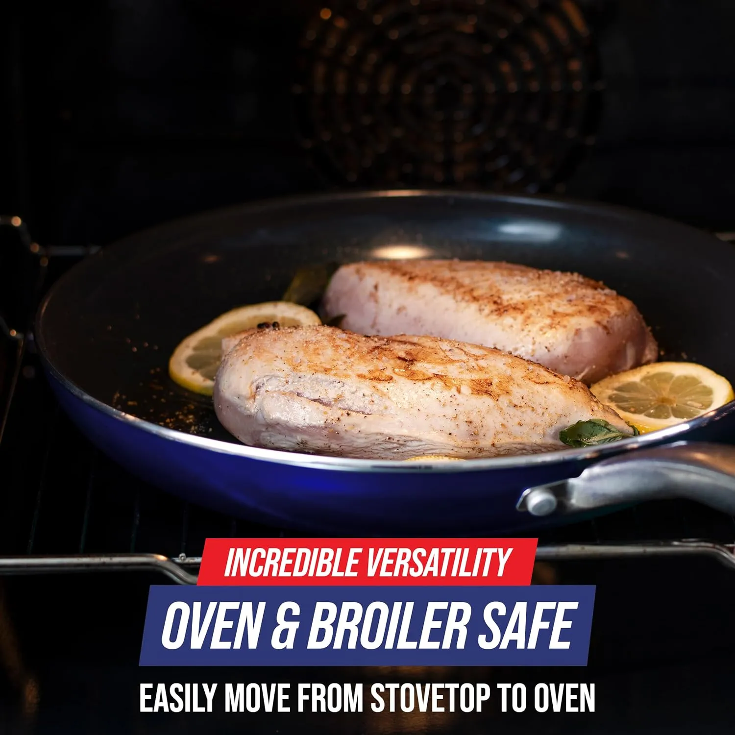 Blue Diamond 12" Nonstick Frying Pan Skillet, Diamond Infused PFAS & PTFE-Free Ceramic Pot, Dishwasher & Oven Safe, Stay Cool Handle, Durable Non Toxic Metal Utensil Safe, Egg & Omelet Pan, Blue
