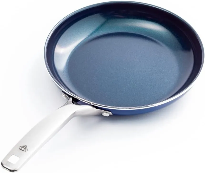 Blue Diamond Cookware 10" Frying Pan Skillet, Diamond Infused Healthy Ceramic Nonstick, PFAS and PFOA-Free, Dishwasher and Oven Safe, Even Heating, Metal Utensil Safe, Warp Control Base, Blue