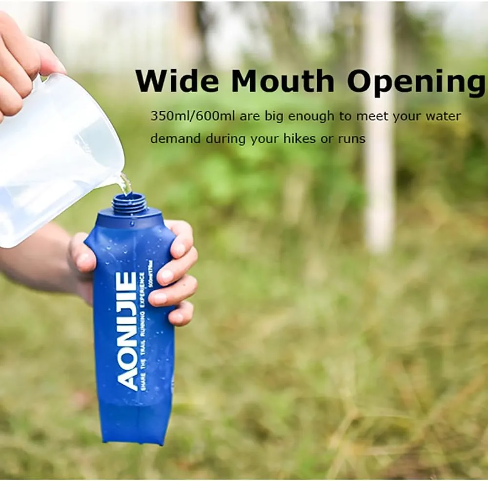 BlueField Five types of sports water bottle Soft Flasks TPU Collapsible Foldable Water Bottles for Hydration Pack Running Hiking Cycling Climbing (A#500ml SoftFlask)