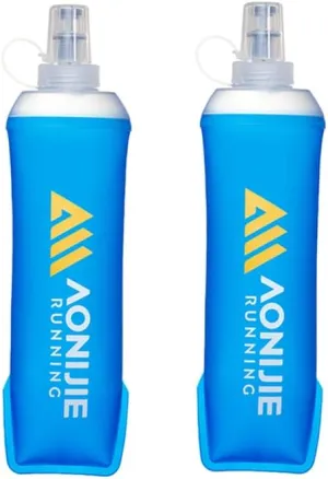BlueField Five types of sports water bottle Soft Flasks TPU Collapsible Foldable Water Bottles for Hydration Pack Running Hiking Cycling Climbing (D#500ml bottle)