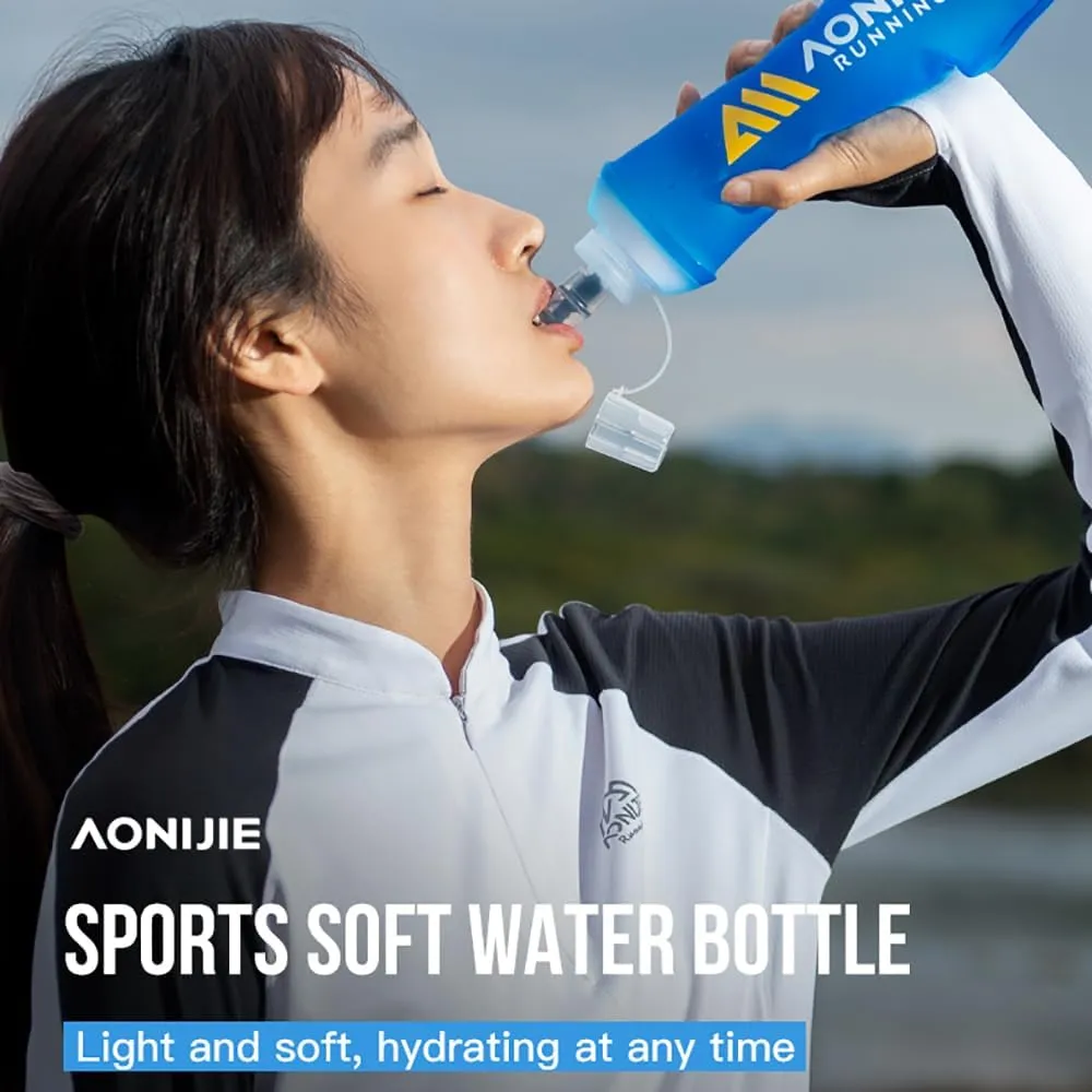 BlueField Five types of sports water bottle Soft Flasks TPU Collapsible Foldable Water Bottles for Hydration Pack Running Hiking Cycling Climbing (D#500ml bottle)