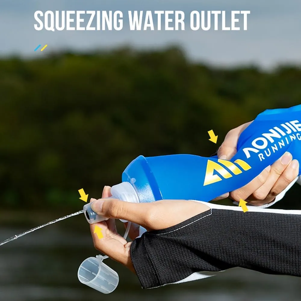 BlueField Five types of sports water bottle Soft Flasks TPU Collapsible Foldable Water Bottles for Hydration Pack Running Hiking Cycling Climbing (D#500ml bottle)