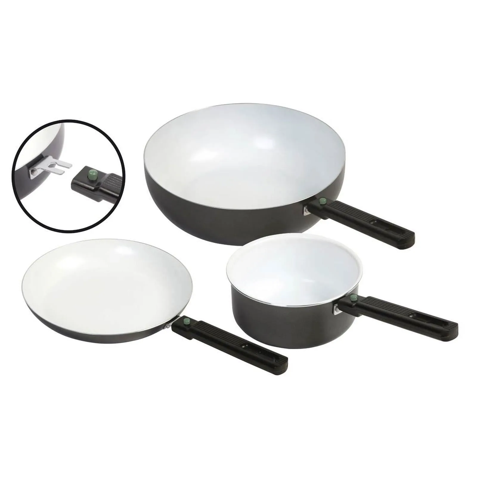 Bo-Camp Frying Pan Sprint Removable Handle Blk/White Dia 26cm