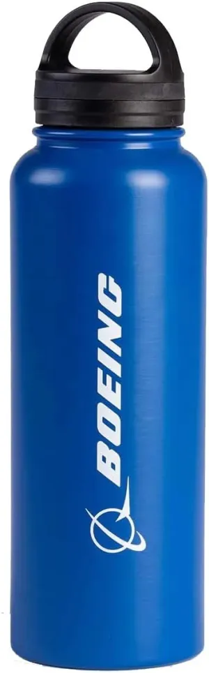 Boeing Logo Stainless Steel Blue Water Bottle, 32.7oz