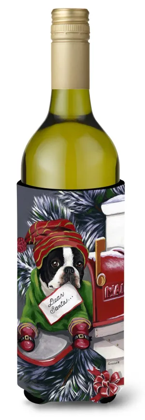 Boston Terrier Letter to Santa Christmas Wine Bottle Hugger PPP3035LITERK
