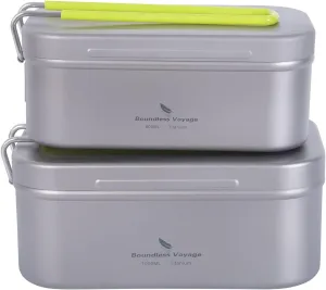 Boundless Voyage Camping Box, Lunch Box with Folding Handle Collapsible Bowls with Lids Outdoor Tableware Ultralight Camping Mess Kit
