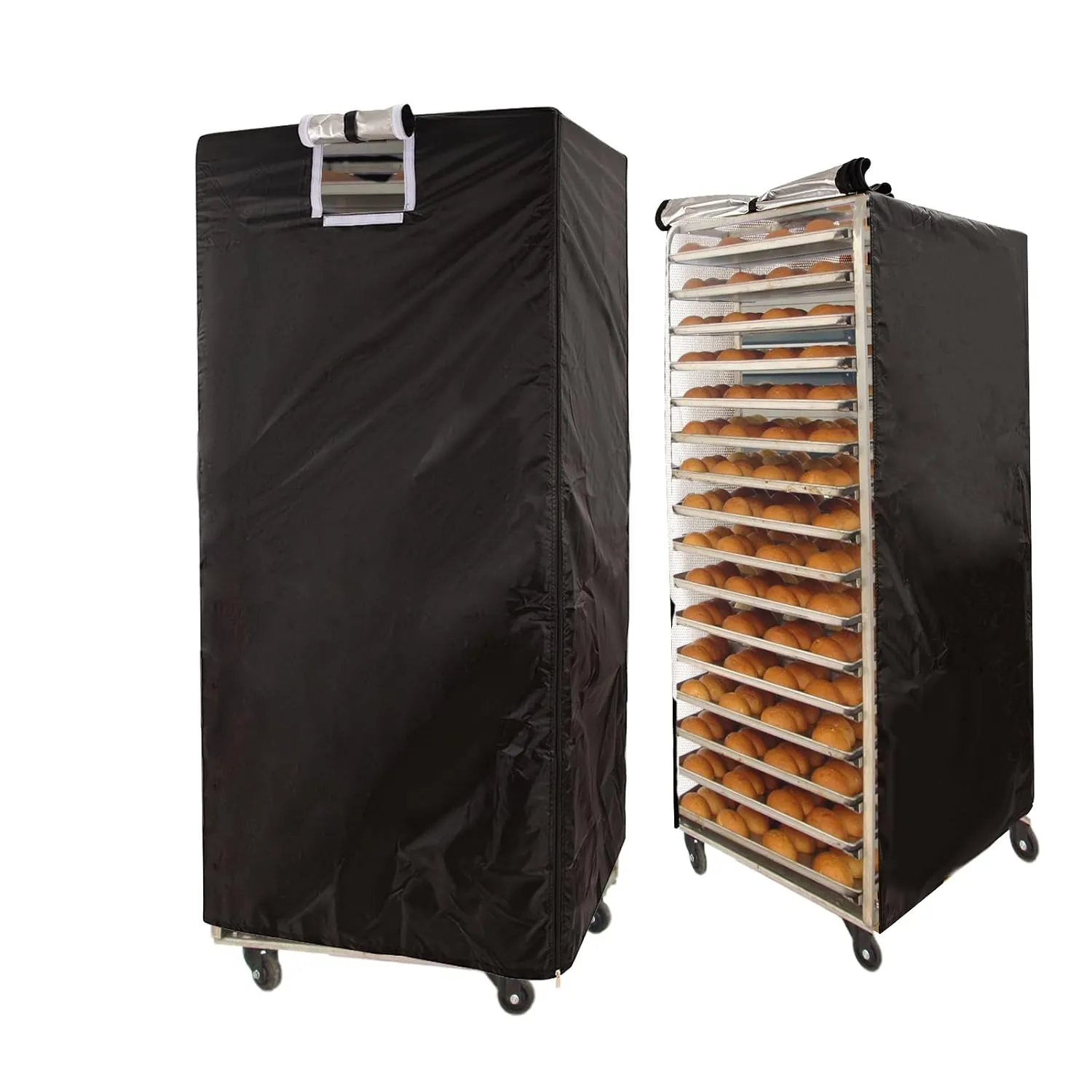 Bread Rack Cover,Bun Pan Rack Cover With Zipper,20 Tier Sheet Pan Rack Cove,Bakery Rack Cover,Bakers Rack Cover,Waterproof and Dustproof for Home Kitchen Restaurant Bakery (Black, 28"D x 23"W x 64"H)