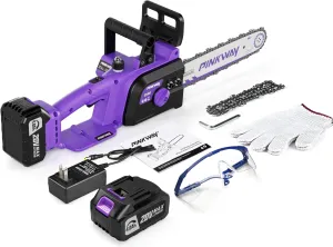 Brushless 12-Inch Electric Chainsaw Cordless，20V Battery Power Chain Saw with 4.0Ah Battery and Charger, Mini Chainsaw Cordless Portable Compact Saw Handheld for Wood Cutting