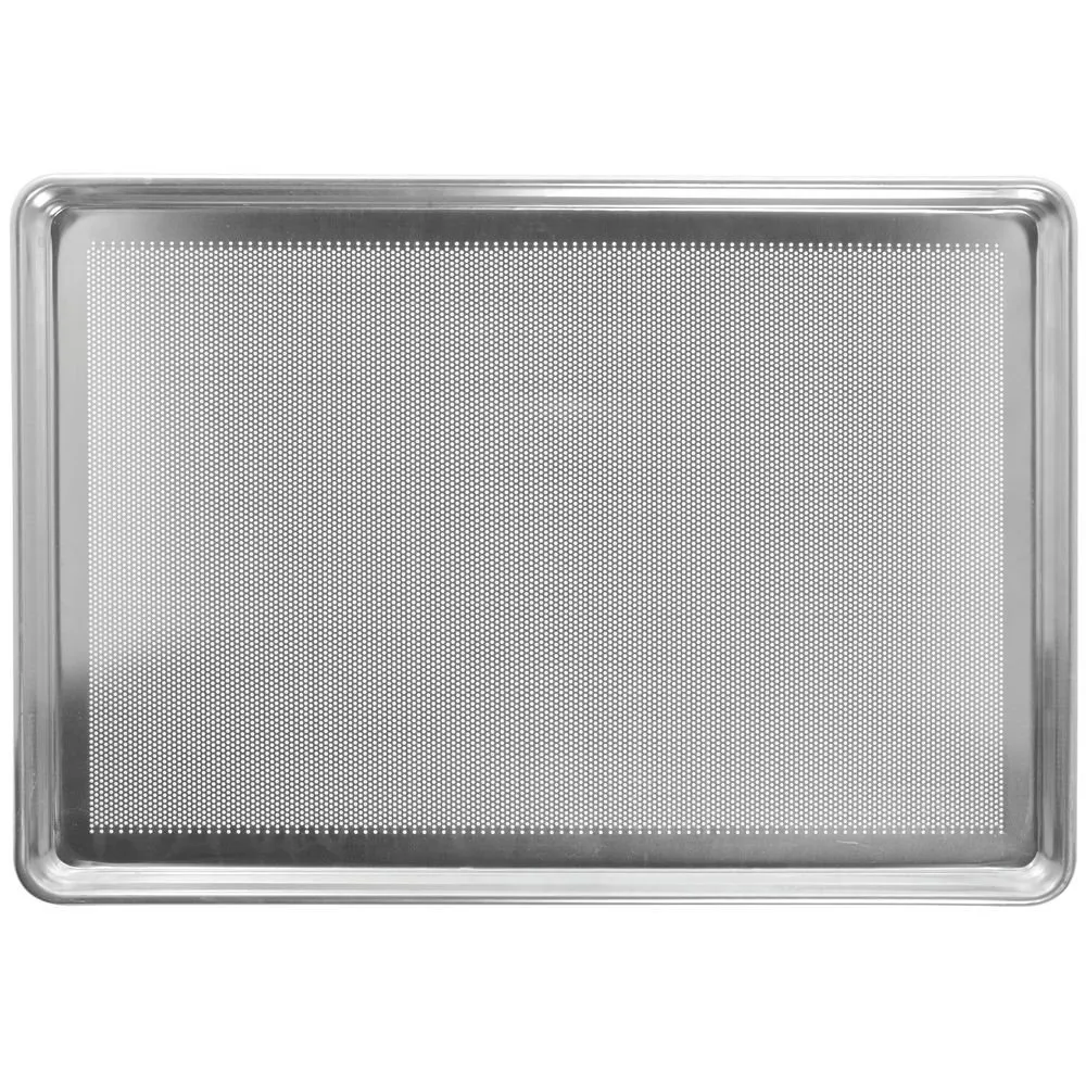 Bundy Chicago Metallic StayFlat 16 Gauge Aluminum Perforated Bun Pan - 26"L x 18"W x 1"H