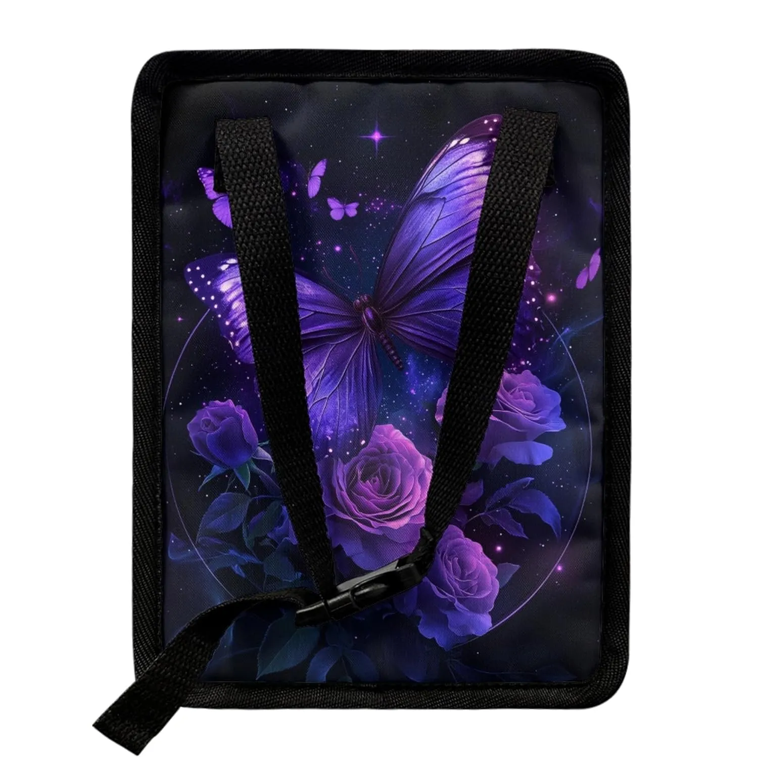 Butterfly Print Car Trash Hanging Bag Purple Butterfly Rose Automative Trash Can Waterproof Collapsible Trash Can Camping Storage Car Trash Can for Back Seat SUV Truck Colorful