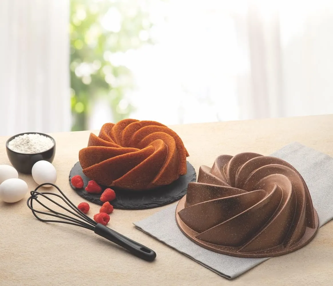 Cake Pan Elevate Your Baking with the pan – Professional and Higher Durability Cake Pan Nonstick, Cast Aluminum (Lotus, Rosegold)