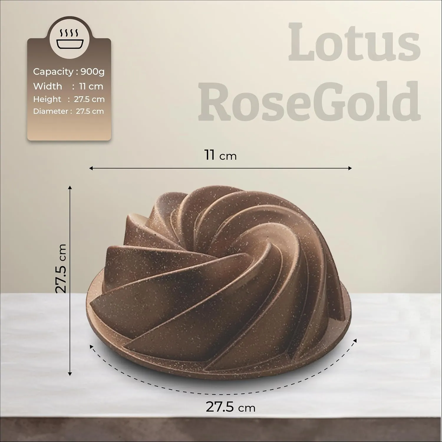 Cake Pan Elevate Your Baking with the pan – Professional and Higher Durability Cake Pan Nonstick, Cast Aluminum (Lotus, Rosegold)
