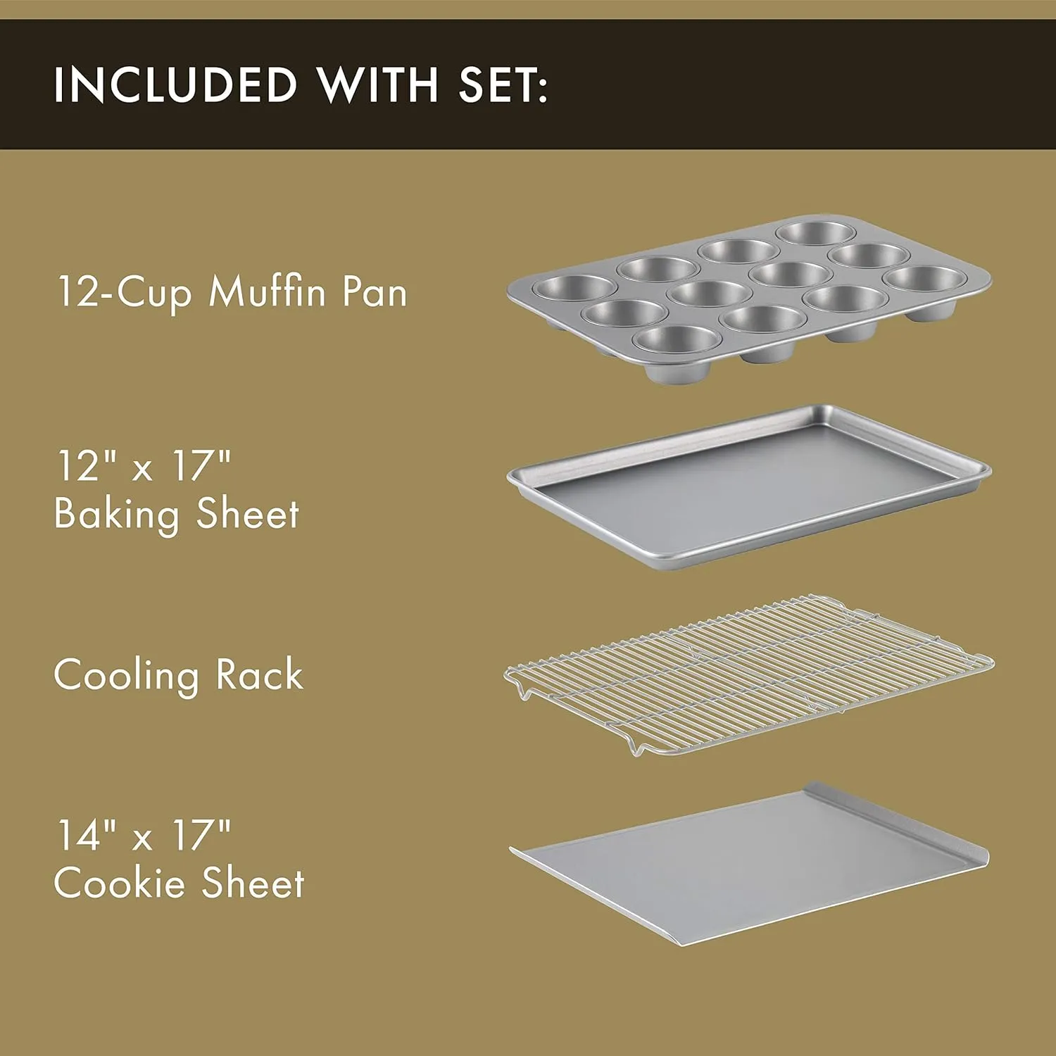 Calphalon 10-Piece Nonstick Bakeware Set Includes Baking Sheet Cookie Sheet Cake Pans Muffin Pan and More Dishwasher Safe Silver