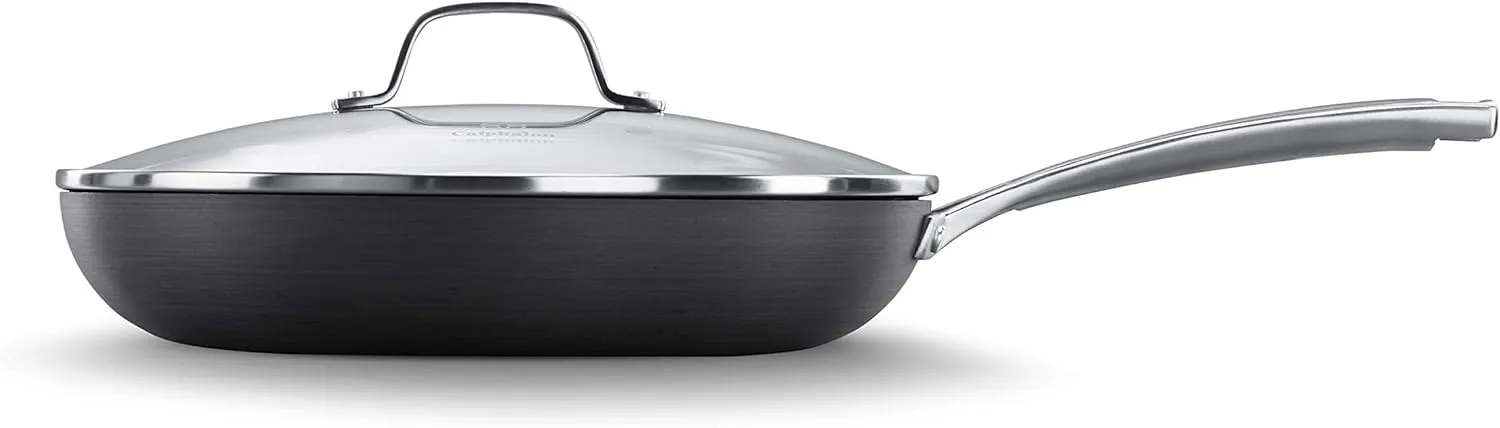Calphalon Nonstick Frying Pan with Lid and Stay-Cool Handles, Dishwasher Safe, 12-Inch, Grey