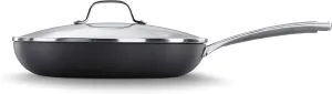 Calphalon Nonstick Frying Pan with Lid and Stay-Cool Handles, Dishwasher Safe, 12-Inch, Grey