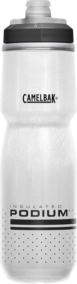 CamelBak Podium Chill Insulated Bike Water Bottle - Easy Squeeze Bottle - Fits Most Bike Cages - 24oz, White/Black