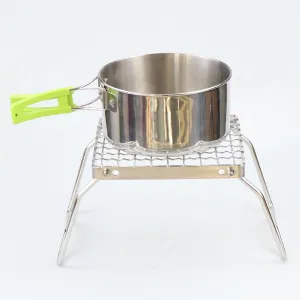 Camp Grill with Foldable Legs,304 Stainless Steel Portable Folding Camping Campfire Grill over Fire Split Stoves for Home Patio Lawn, Sturdy and Stable