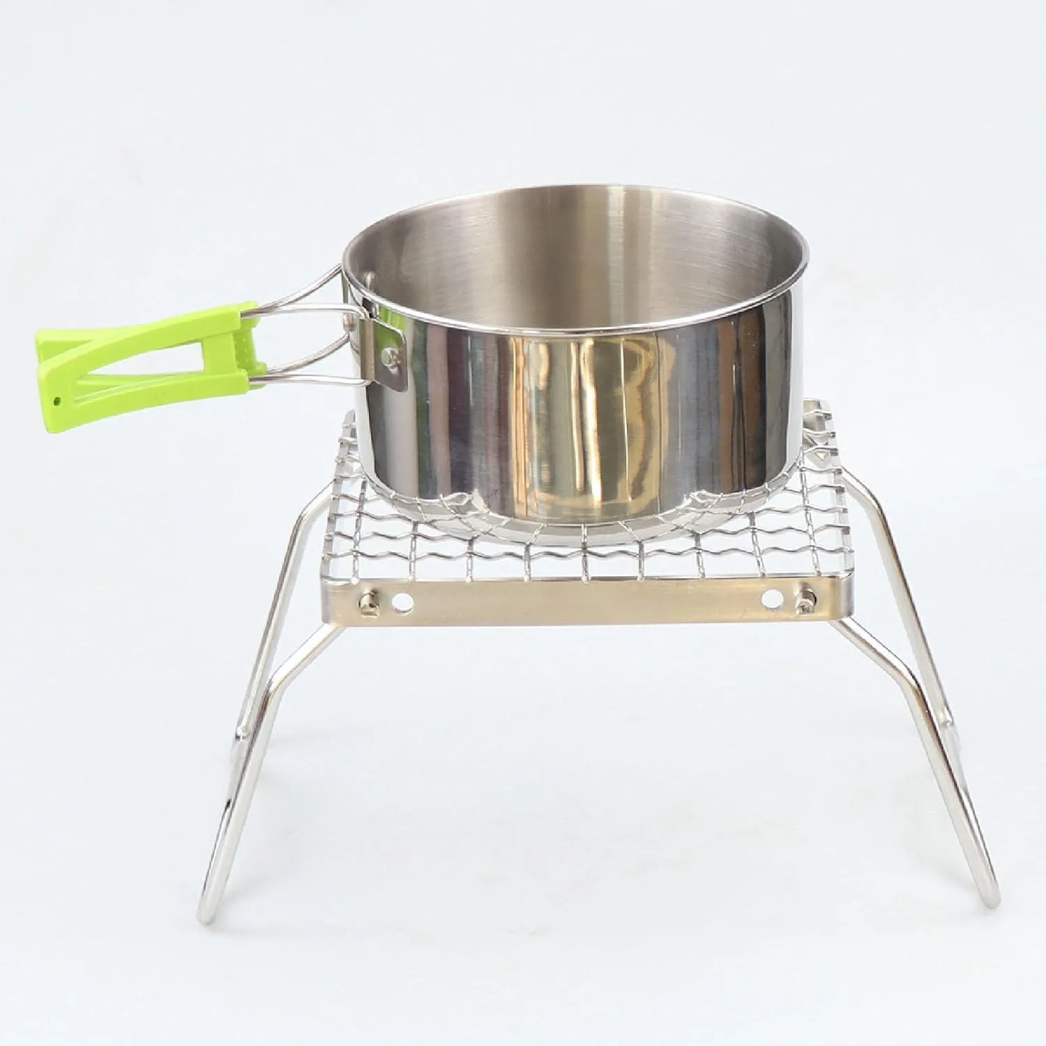 Camp Grill with Foldable Legs,304 Stainless Steel Portable Folding Camping Campfire Grill over Fire Split Stoves for Home Patio Lawn, Sturdy and Stable